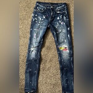 Men's Skinny Jeans with Paint Splatter